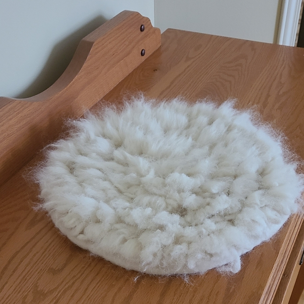 Soft Cream Wool Round Decorative Accent Pad